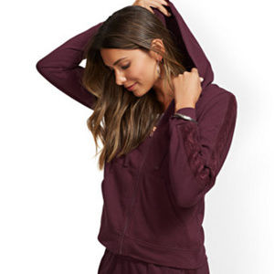 NY&Co Soho Street Cable-Knit Trim Hooded Jacket S